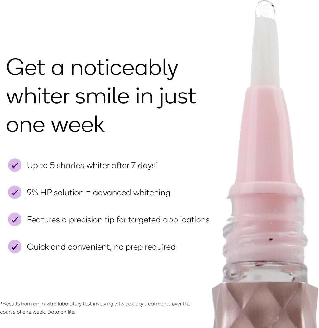 Burst Precision Whitening Pen, 9% HP, 45 Whitening Treatments, Enamel Safe, Vegan, Paraben Free, Delicious Flavor, Rose Gold, 1 Count