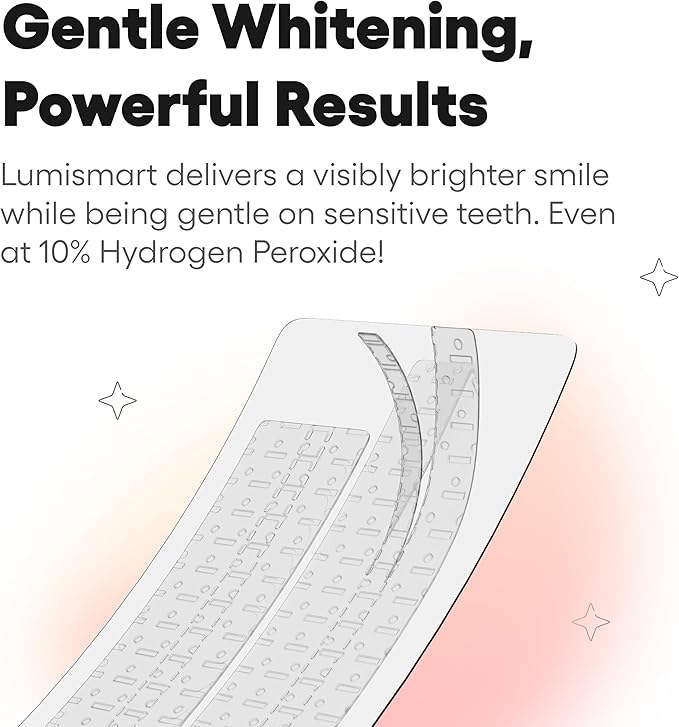 Something Nice Lumismart Whitening Strips - Dentist-Designed, Enamel Safe, up to 42 Treatments with Smart Adjust - Teeth Whitening Strips in Peach for Sensitive Teeth