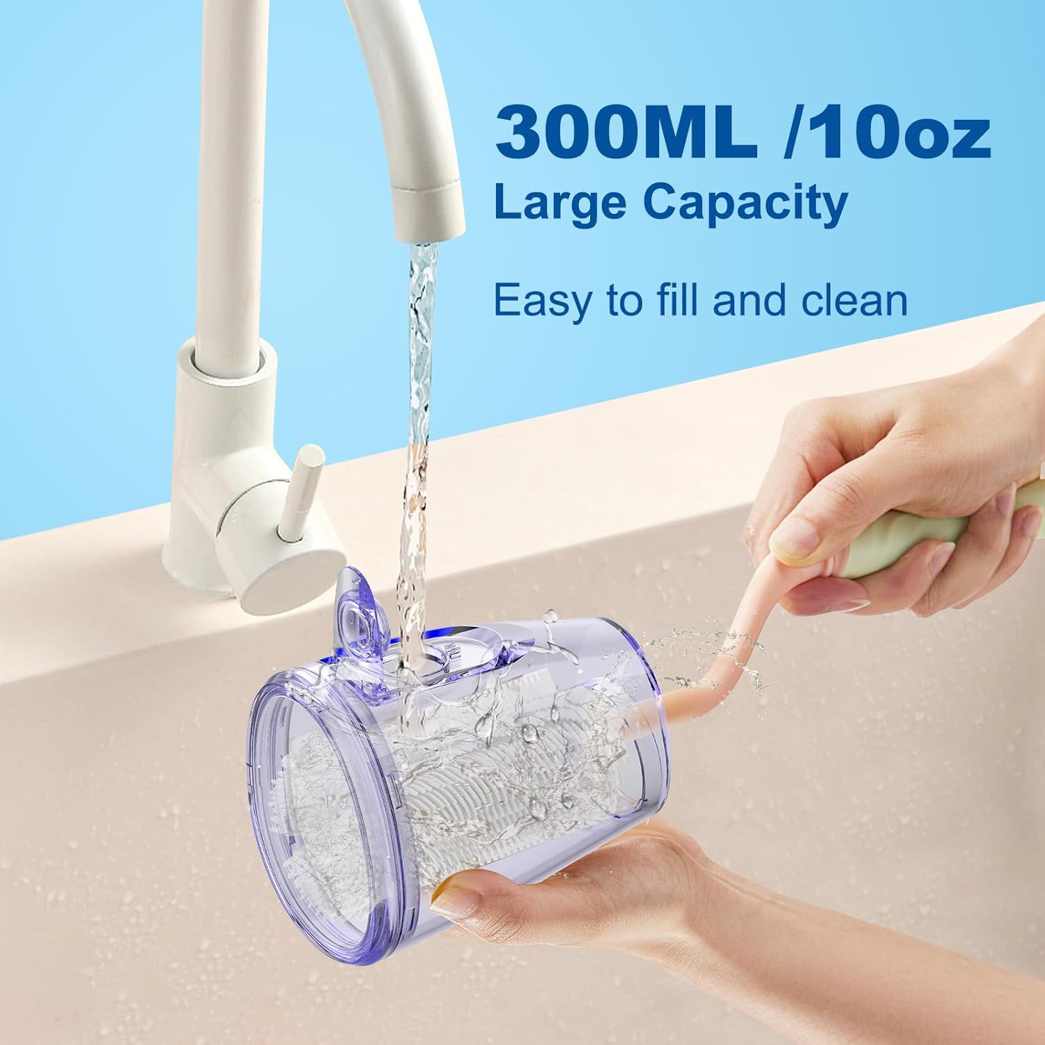 Water Flosser for Teeth, 300ML Cordless Oral Irrigator Rechargeable Dental Flosser Picks with 5 Modes 5 Jet Tips,IPX7 Waterproof Teeth Cleaner for Braces Gum Care, Home Travel Use