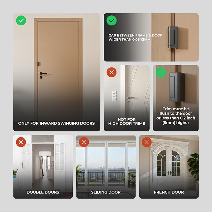 2Pack Home Security Door Reinforcement Lock Childproof, Door Locks for Kids Safety, Door Lock Latch Stopper for Front Door Inside Top of Door, Aluminum Construction Finish