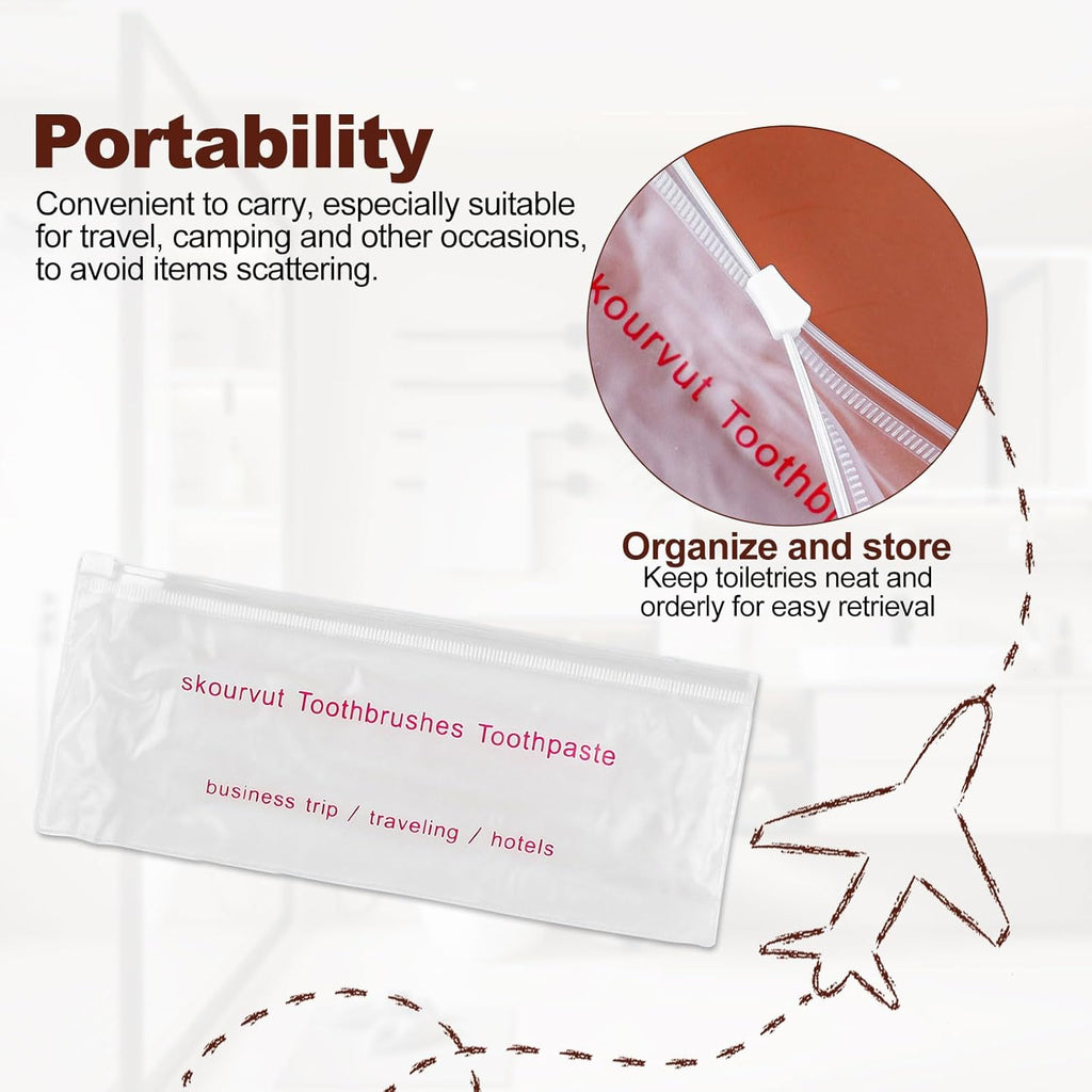 Disposable Toothbrushes with 45 Grams Toothpaste Individually Wrapped, Travel Kit Whit Plastic Zip Bag,Toothbrush Head Cover, Bulk Toothbrush for Homeless,Travel,Shelter,Air Bnb,Hotel,Guest (20)