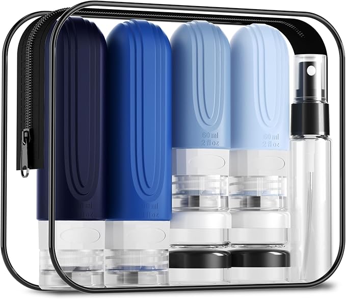 16 Pack Travel Bottles for Toiletries, TSA Approved Silicone Travel Containers jar for Toiletries, Leak Proof Refillable Liqus Shampoo And Conditioner Traveler Essentials toiletry Bottles