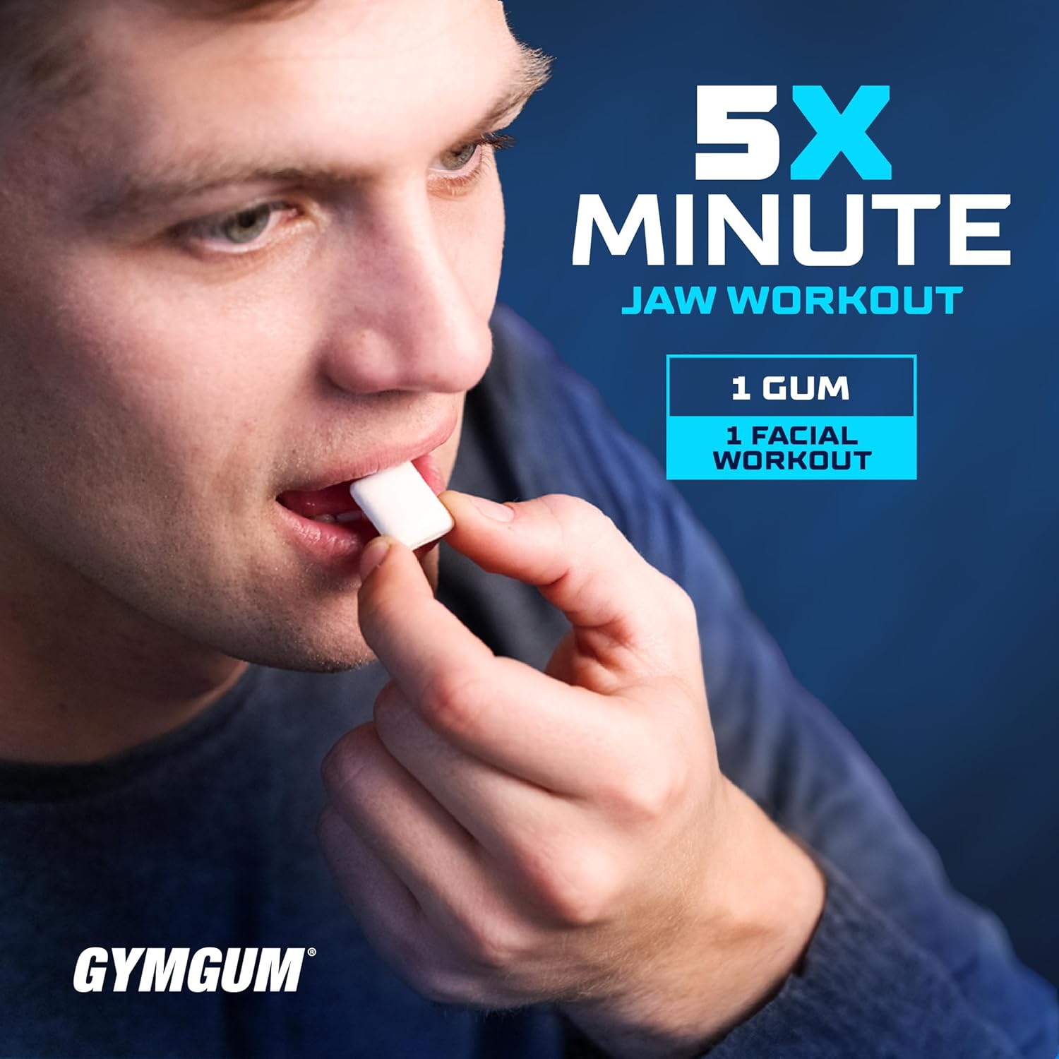 Gymgum Jawline Gum | Hard Chewing Gum For Jaw Strength | Train Your Facial Features - Mewing Jaw Gum | Ultimate Jawline Exerciser | 0 Calories & Sugar Free Hard Gum (Arctic Mint, 120 Count)