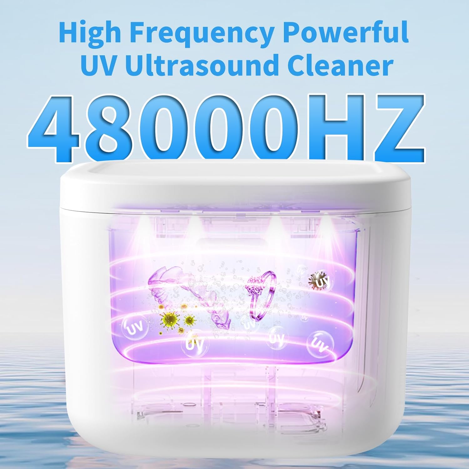 Retainer Cleaner, Ultrasonic Retainer Cleaner Machine 48kHz for Dentures, Mouth Guards, Braces, Toothbrush Heads, Jewelry, Ring with 300ML Capacity, 4 Modes Retainer Cleaning - White