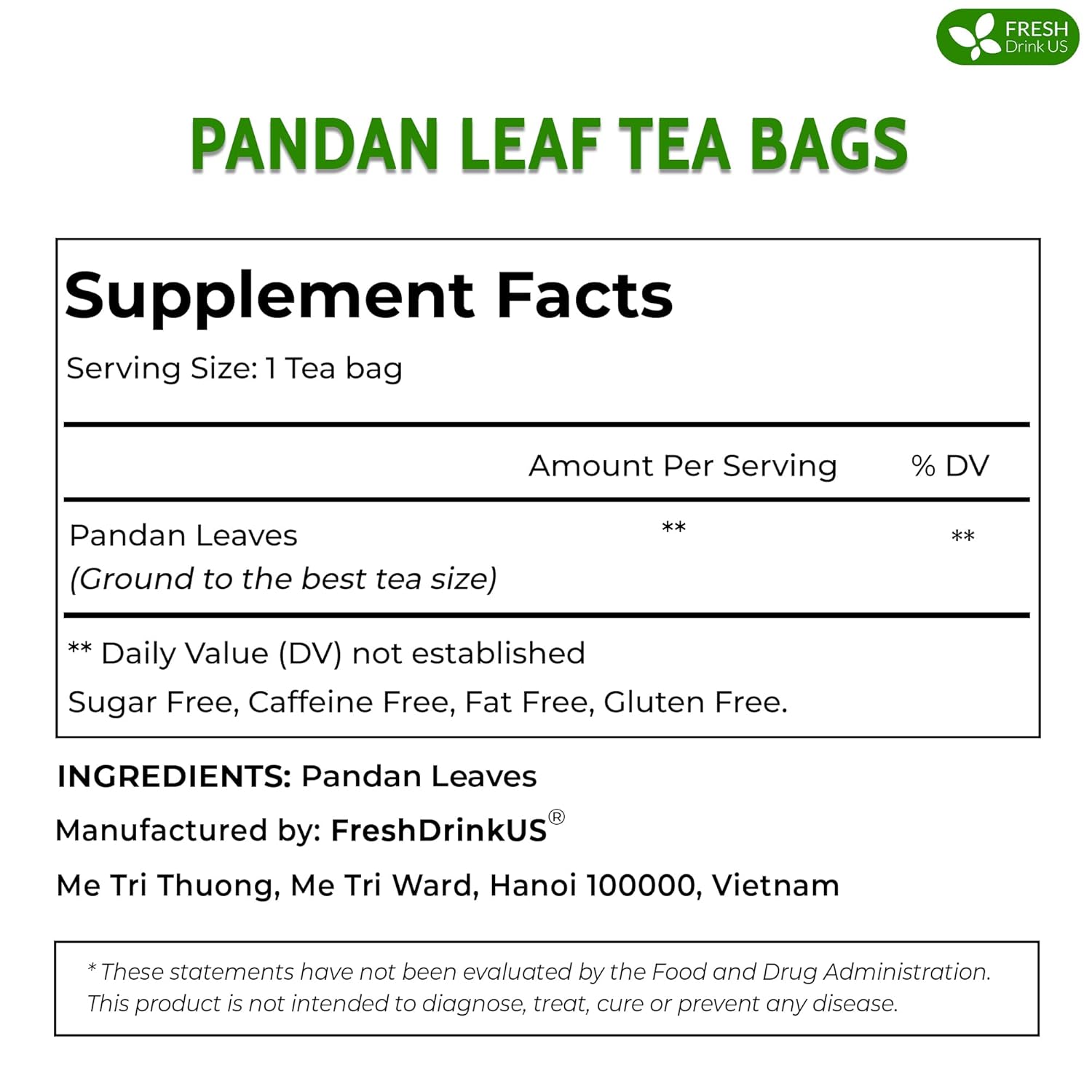 FreshDrinkUS Premium 135 Spearmint Tea Bags, 100% Natural & Pure Spearmint Leaves. Loose Leaf Herbal Tea. No Sugar, No Caffeine, No Gluten, Vegan