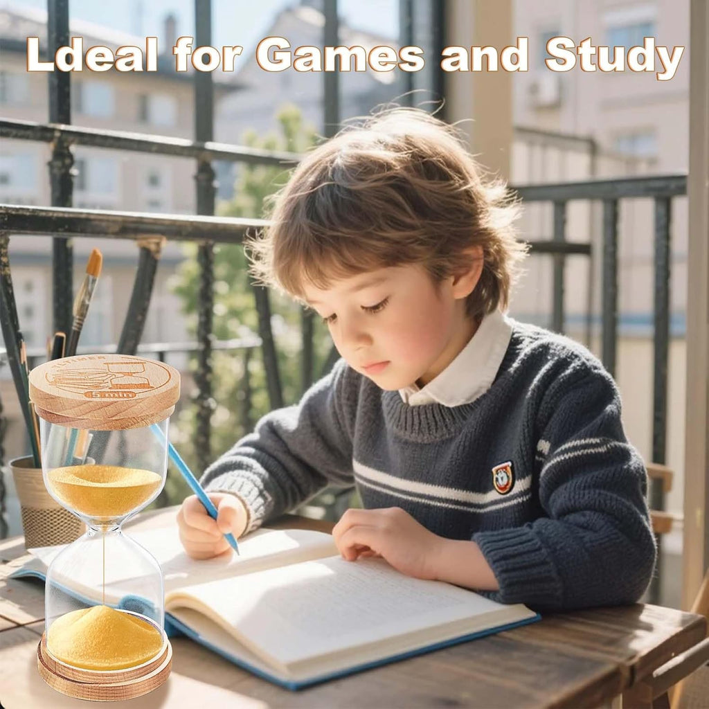 20 Minute Sand Timer, Wood Gold Sand Clock for Kids, Small Hourglass, Sandglass Hour Glass 20 Min for Classroom,Game,Decorative (Gold)