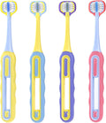 3-Sided Toddler Toothbrush 4-Pack | Ultra-Soft Bristles for Ages 1-12 | 4 Fun Colors (Gentle, 360° Cleaning, Comfortable for Sensitive Gums), Easy-Grip Handle & Quick Cleaning