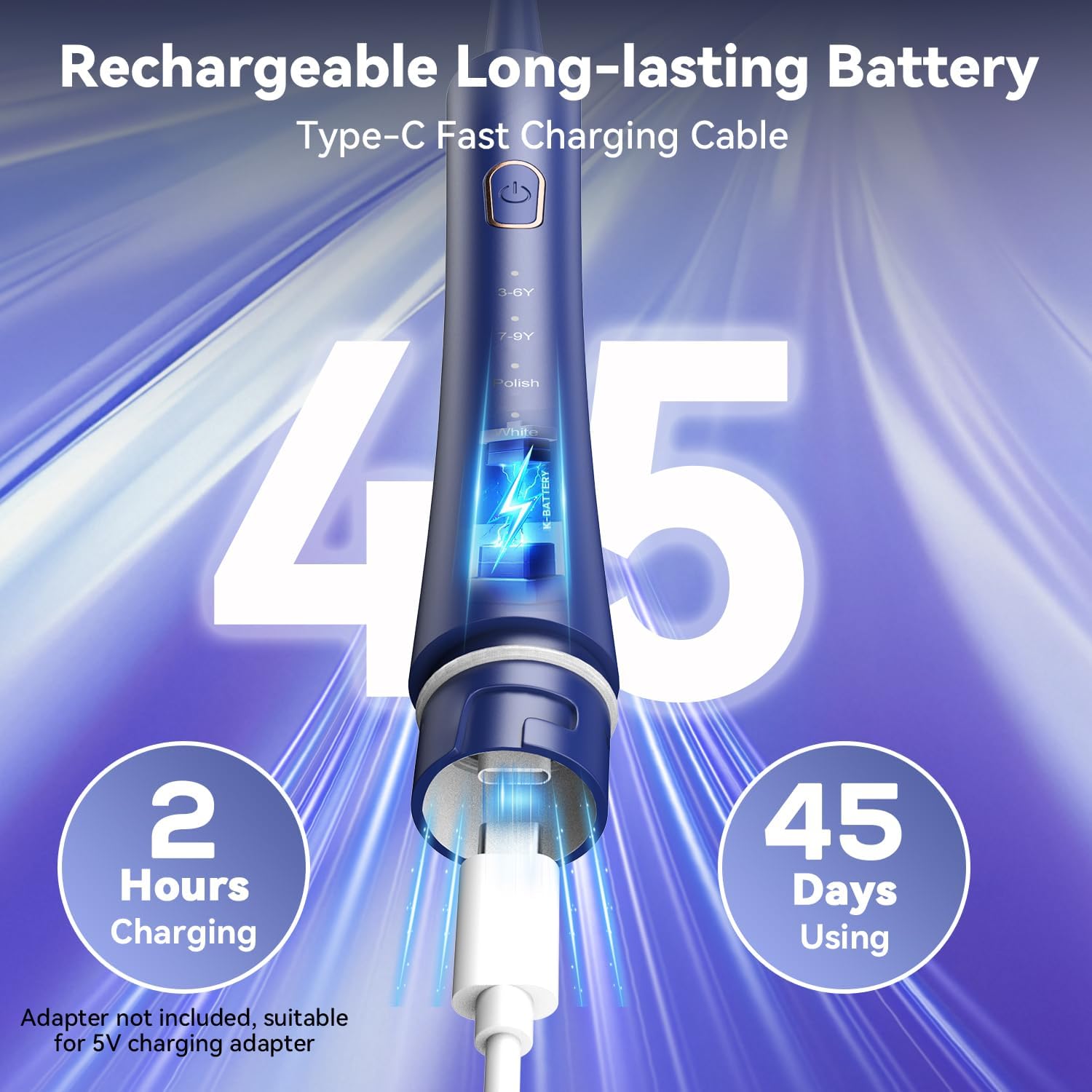 JTF Orthodontic Electric Toothbrush for Braces: 6 U-Shaped Soft Brush Heads, 5 Brushing Mode, 2Min Timer, IPX7 Waterproof, Deep Oral Clean, Rechargeable Sonic Toothbrushes for Tooth with Dental Device