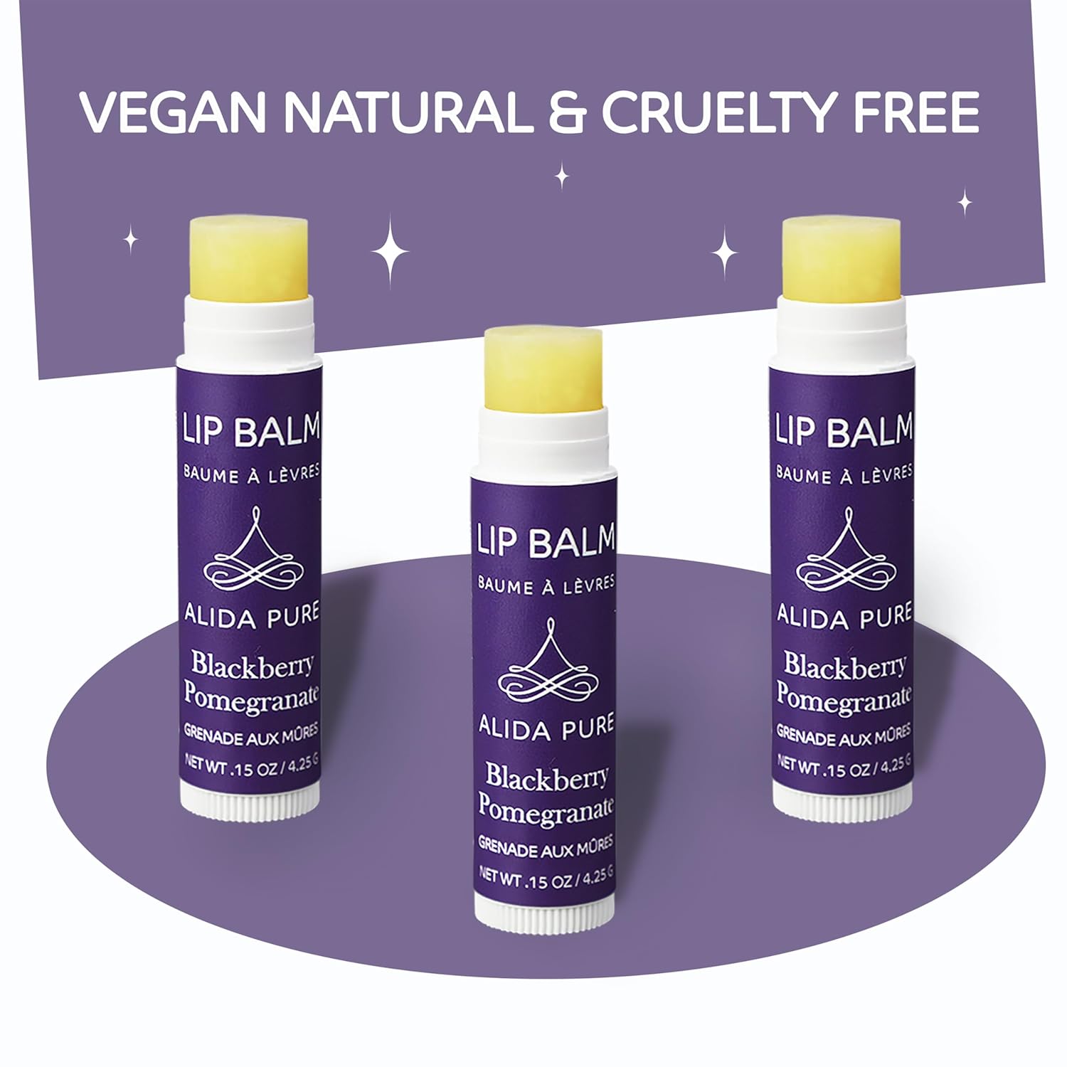 Blackberry Pomegranate Lip Balm Collection, Vegan Set, Beeswax Free, with Organic Jojoba and Avocado Oil, Vitamin E, Natural Moisturizer for Dry, Chapped Lips, 3 Tube Set