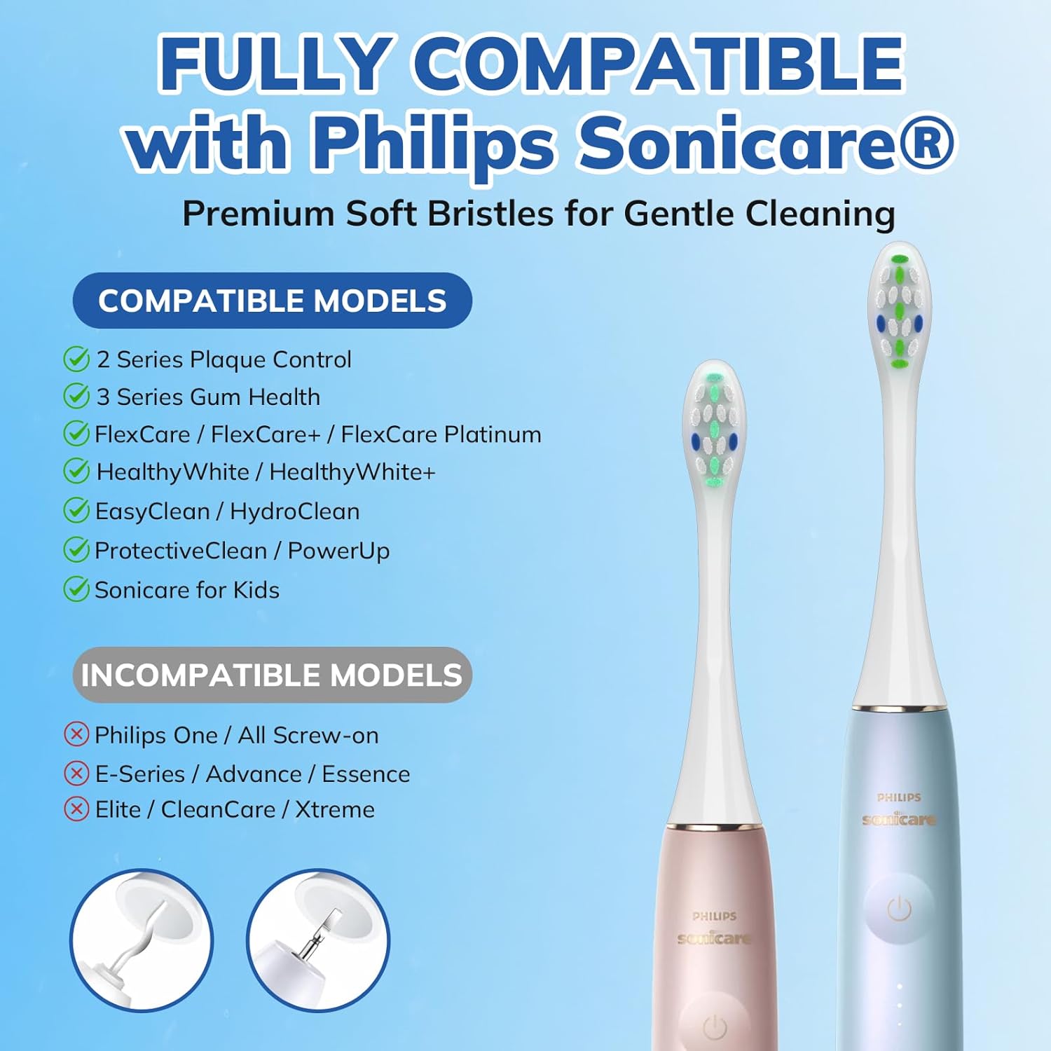 Replacement Toothbrush Heads for Philips Sonicare Replacement Heads, Electric Replacement Brush Head Compatible with Phillips Sonicare Electric Toothbrushes, 16 Pack