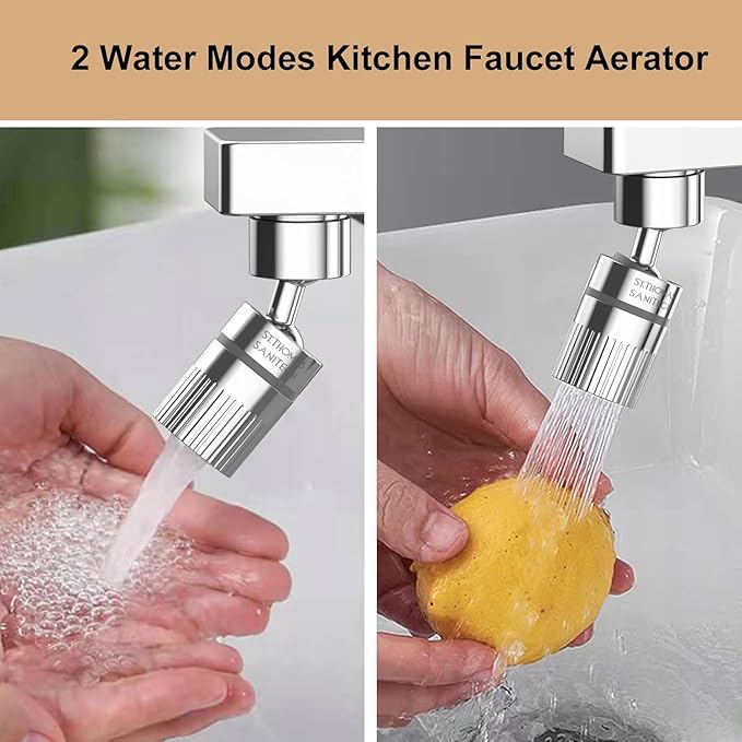 2PC ST.THOMAS Swivel Faucet Aerator,2-function Faucet Nozzle,360° Big Angle Rotate kitchen faucet head replacement,Faucet Extender for Kitchen 55/64 inch Female Thread,Kitchen Sink Aerator