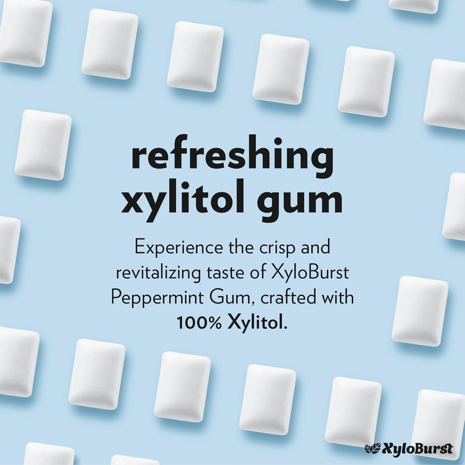 XyloBurst Gum | Xylitol Chewing Gum | Sugar Free, Gluten Free, Keto Friendly | Aspartame Free Gum For Oral Health | Peppermint | 100-Count Jar