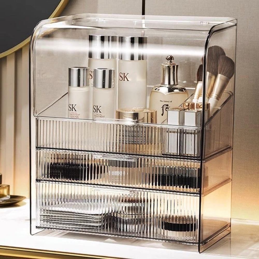 Makeup Storage Organizer Box Large Cosmetic Display Cases Dustproof and Waterproof Cosmetic Organizer Countertop Skincare Organizer