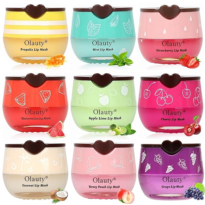 9 PCS Bee Lip Balm Honey Pot,Honey Lip Balm Lip Mask,Propolis Moisturizing Lip Sleeping Mask Reduces Lip Lines,Hydrating Prevention Dry and Cracked Lip Scrubs Exfoliator