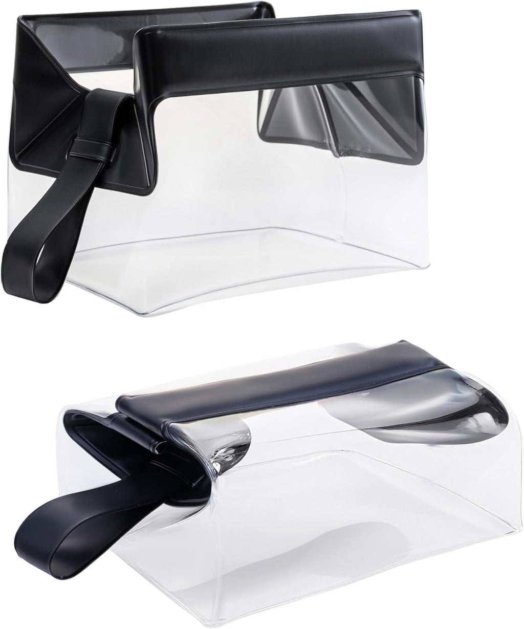 TSA Approved Clear TPU Toiletry Bag with Magnetic Closure Leak Resistant Makeup Bag Cosmetic Pouch Dopp Kit Travel Essentials Bag Magnetic Travel Container Organizer Pouch (Black)