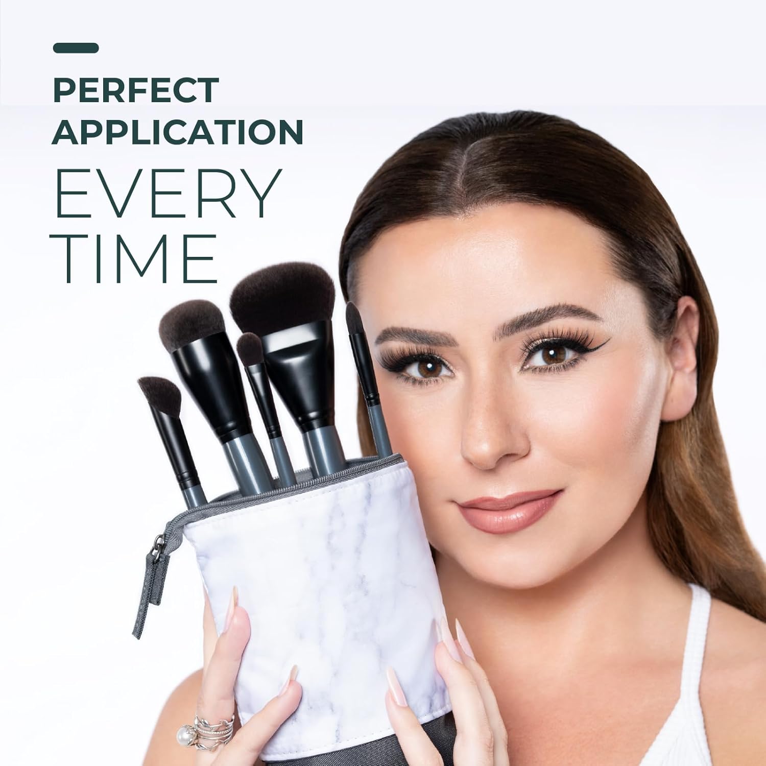 Rose and Ben Beauty Essential Travel 5 Piece Brush Set | Professional Blending Brush for Liquid & Cream Makeup | Cruelty Free