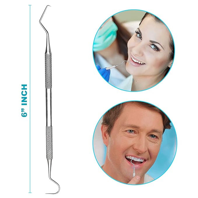 Professional Dental Tools - Dental Pick, Dental Scaler for Tartar Plaque Remover Tooth Cleaner Teeth Scraper Dentist Hygienist Kit Sickle Scaler Teeth Cleaning Set Stainless Steel 2 Pc By Krisp Beauty