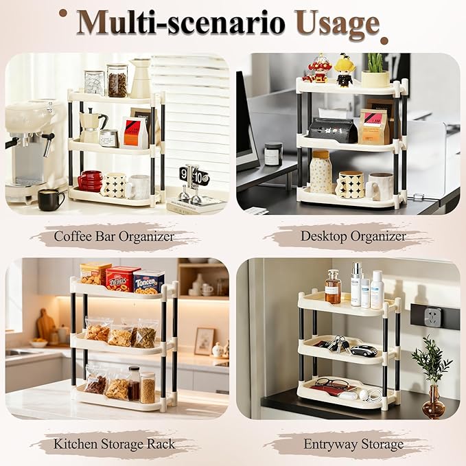 MARTY Bathroom Counter Organizer 3 Tier Makeup Organizer Countertop for Vanity Skincare Perfume Cosmetic Holder Spice Rack Storage Shelf for Bathroom Dresser Kitchen Coffee