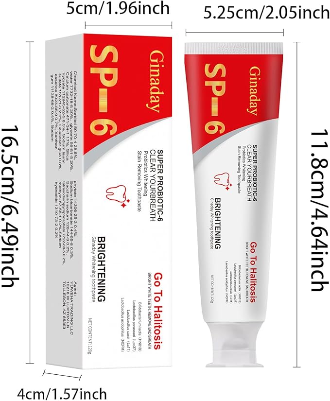SP-6 Probiotic Toothpaste,Deep Cleaning Care Fresh Breath Ultra Whitening Toothpaste.(1pcs)