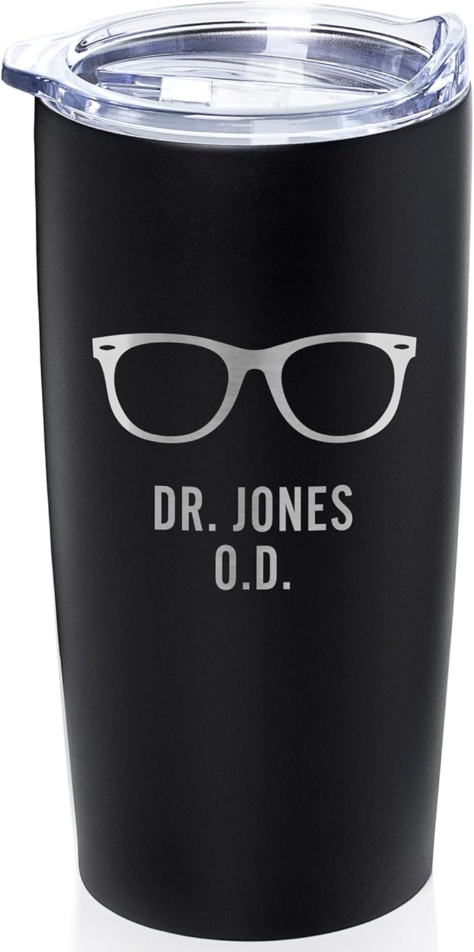 Lifetime Creations Engraved Personalized Eye Doctor Stainless Steel Tumbler 20 oz (Black) - Custom Gift for Optometrist Office, Ophthalmologist, Optician, Optometry School Graduation