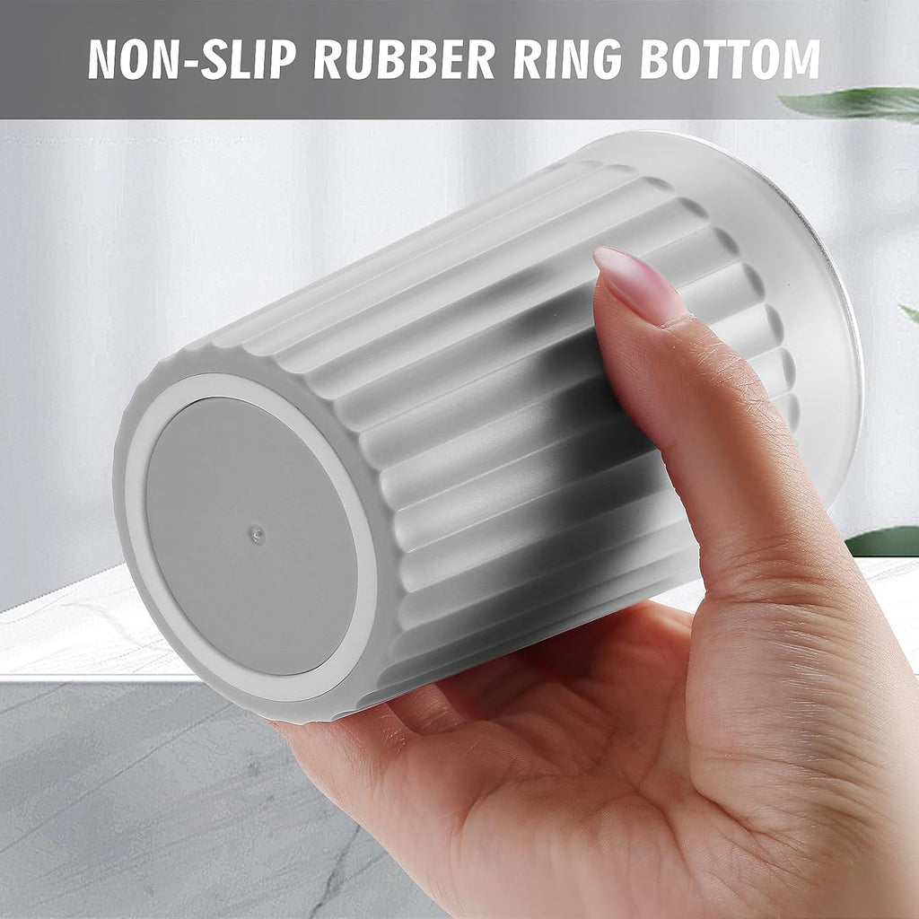 Toothbrush Holder for Bathroom-12oz Unbreakable Stainless Steel Bathroom Cup,Easy to Clean Toothbrush Cup, Reusable Bathroom Tumbler Cups for Home/School/Office(3" x 4.5") (Gray)