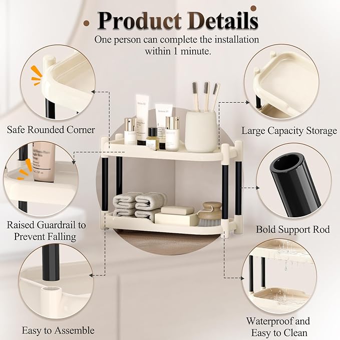 MARTY Bathroom Counter Organizer 2 Tier Makeup Organizer Countertop for Vanity Skincare Perfume Cosmetic Holder Spice Rack Storage Shelf for Bathroom Dresser Kitchen Coffee Station (White)