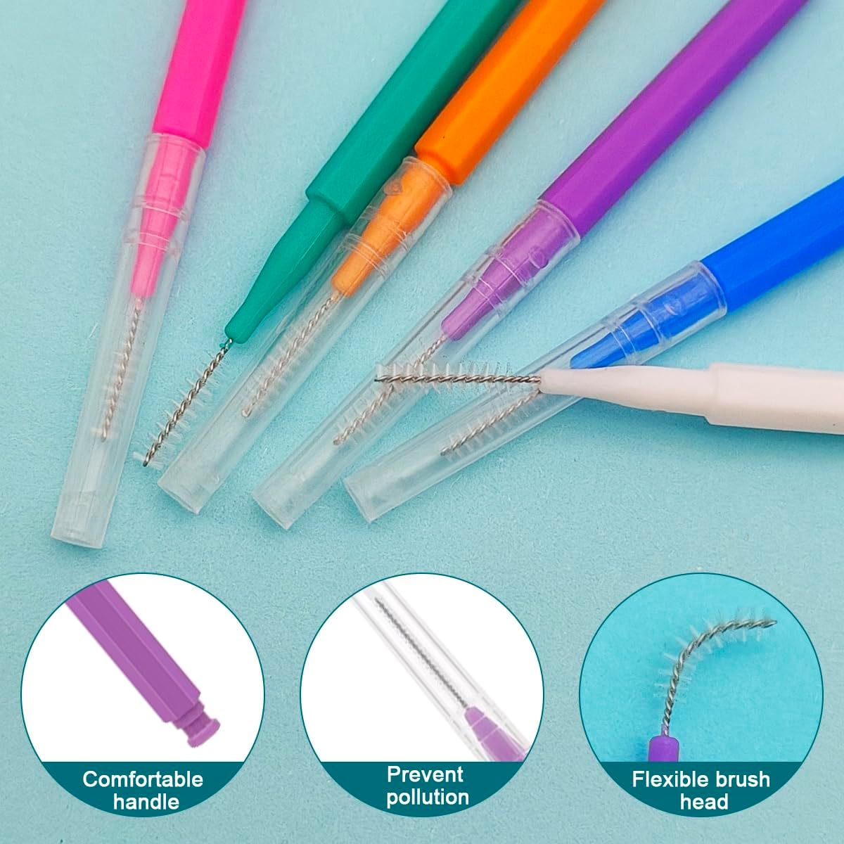 120 Pcs Interdental Brush + 25 Pcs Lip Wands Applicators Disposable, Braces Brush for Cleaner Interdental Brush Toothpick Dental Flossing Oral Dental Hygiene Flosser Tooth Cleaning Tools, Multicolor
