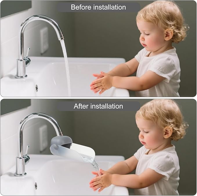 2Pcs Faucet Extender, Fits Standard and Gooseneck Faucets, Grey