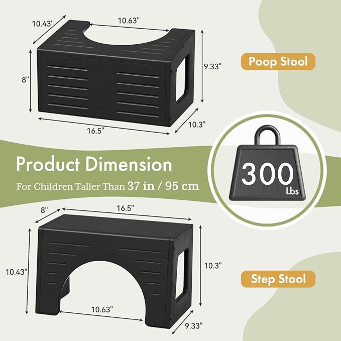 AmazerBath Toddler Toilet Step Stool, 3-in-1 Bamboo Poop Squat Stool for Adults, 0.59" Thickness One Step Non-Slip Baby & Kids Potty Step Stool for Bathroom Sink, Counter, Bedroom, Closet, 9"