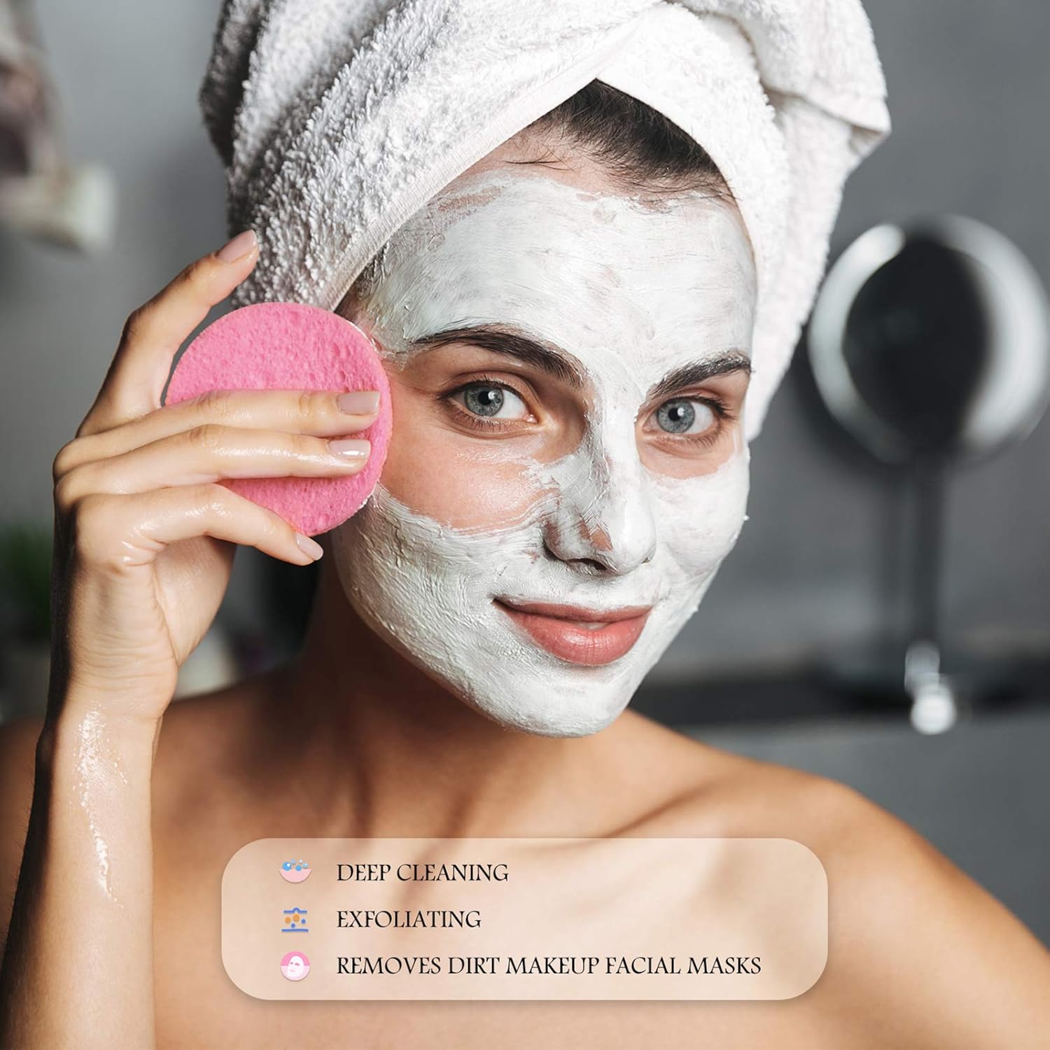 Patelai 120 Pieces Compressed Facial Sponge for Estheticians Face Makeup Removal Cleansing Sponge Pad Exfoliating Spa Wash Round Facial Cleansing Pads Supplies(Pink)