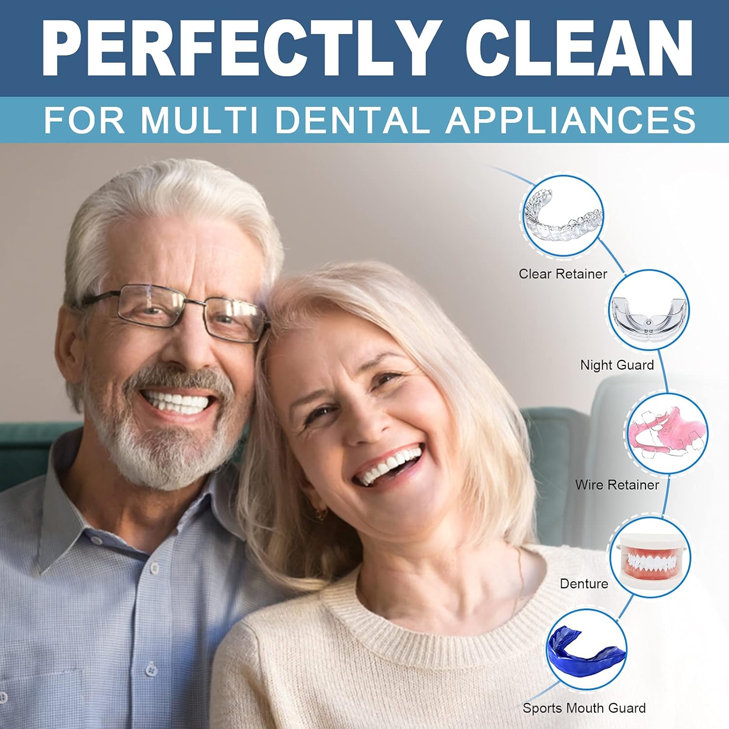 EZGO Retainer Cleaner Tablets, Denture Cleaning Tablets for Mouth Guard, Night Guard and Removable Dental Appliances, Removes Stains, Bad Odor, Plaque in 3 Minutes, 4 Months Supply (120 pcs)