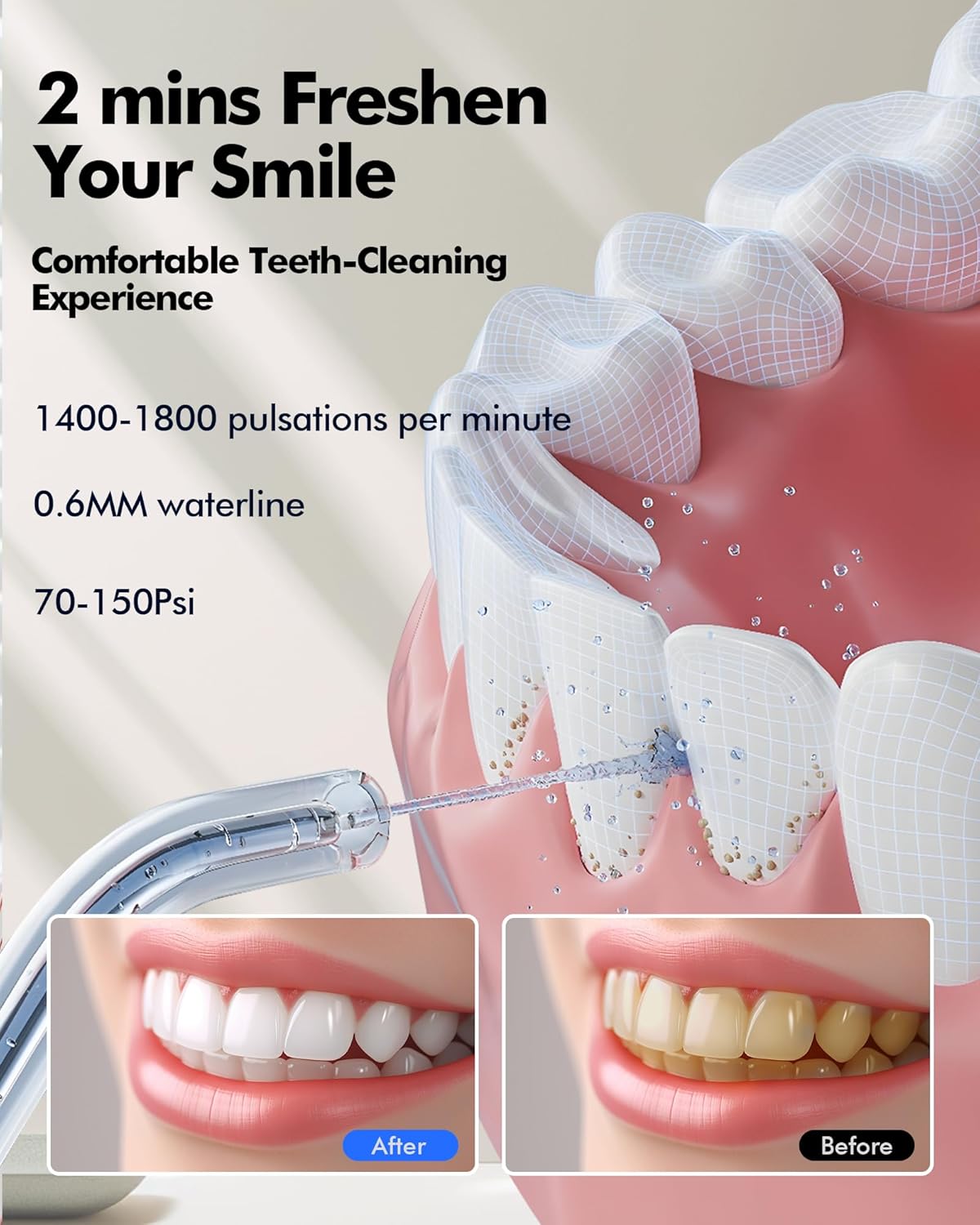 Water Flosser Teeth Pick: 300ML & LED Display 5 Modes Rechargeable Dental Flossers for Braces,Sensitive Gums, Portable Flossing for Teeth Cleaning, IPX7 Waterproof Cordless for Home Travel Use