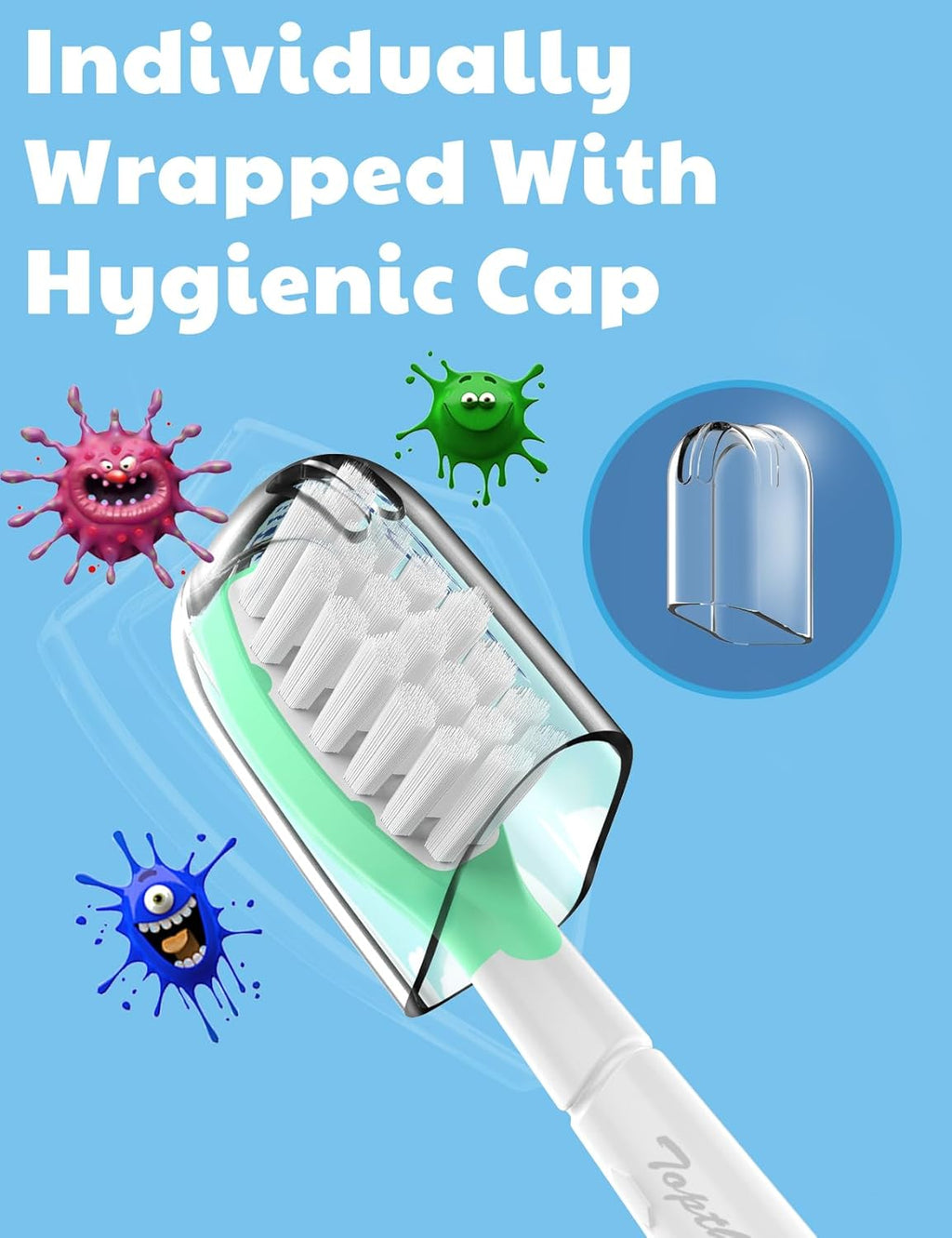 Toptheway Kids Replacement Heads for Philips Sonicare: Kids 7+ Standard Sonic Electric Toothbrush Heads, Pink and Green, 4 Pack