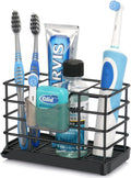 Toothbrush Holders for Bathrooms, Stainless Steel Bathroom Toothbrush Holder Kids Electric Tooth Brush Holder and Toothpaste Holder for Bathroom Accessories Organizer with Tray, Multi-Slots (Large)