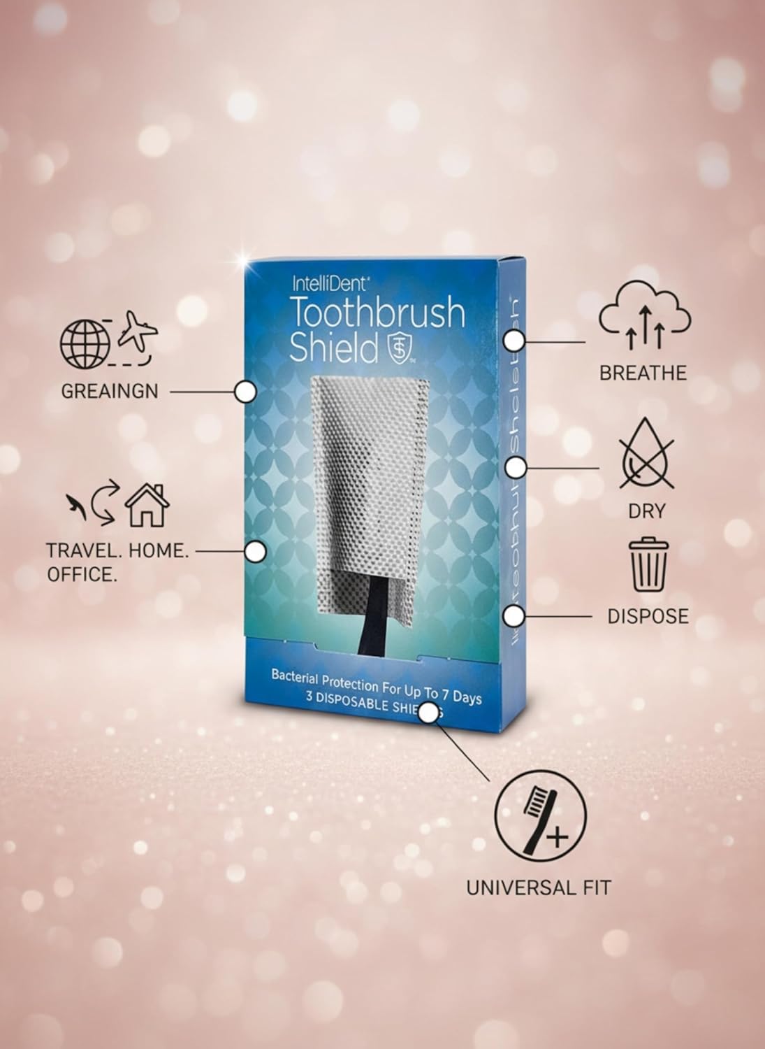 Intellident Toothbrush Shields - Pack of 10 Toothbrush Head Cover Caps - Breathable, Quick-Drying & Disposable - Perfect for Travel, Home & Office Use