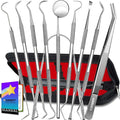 G.CATACC 10 Pack Dental Tools, Professional Plaque Remover for Teeth Cleaning Tools Set, Stainless Steel Hygiene Kit with Dental Pick Tooth Scraper Plaque Tartar Remover Tongue Cleaner - with Case