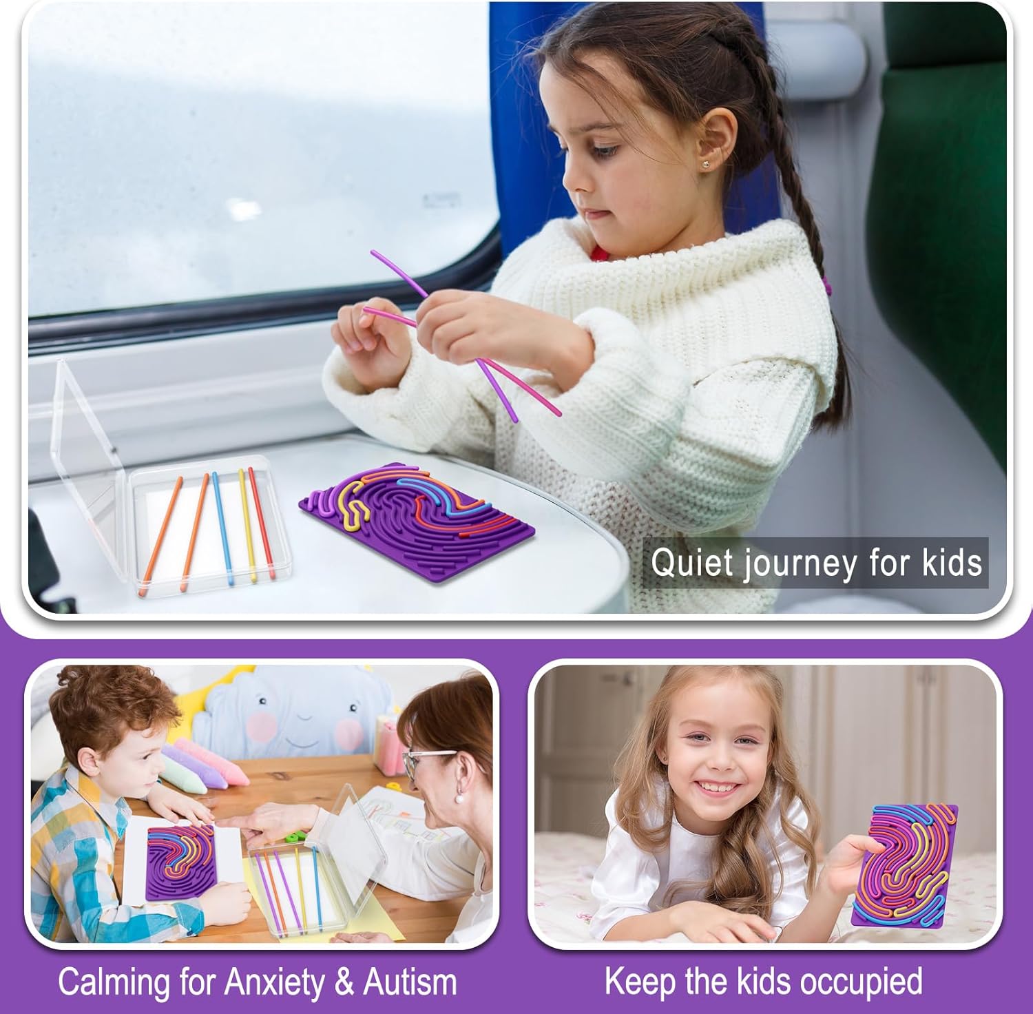 Sensory Fidget Toys for Kids Toddler Boys ,Sensory Activity Board for Stress Anxiety Autistic ADHD, Calm Down Travel Airplane Essentials Toys for 3+ Year Old, Stuffers Gifts for Teen Girls