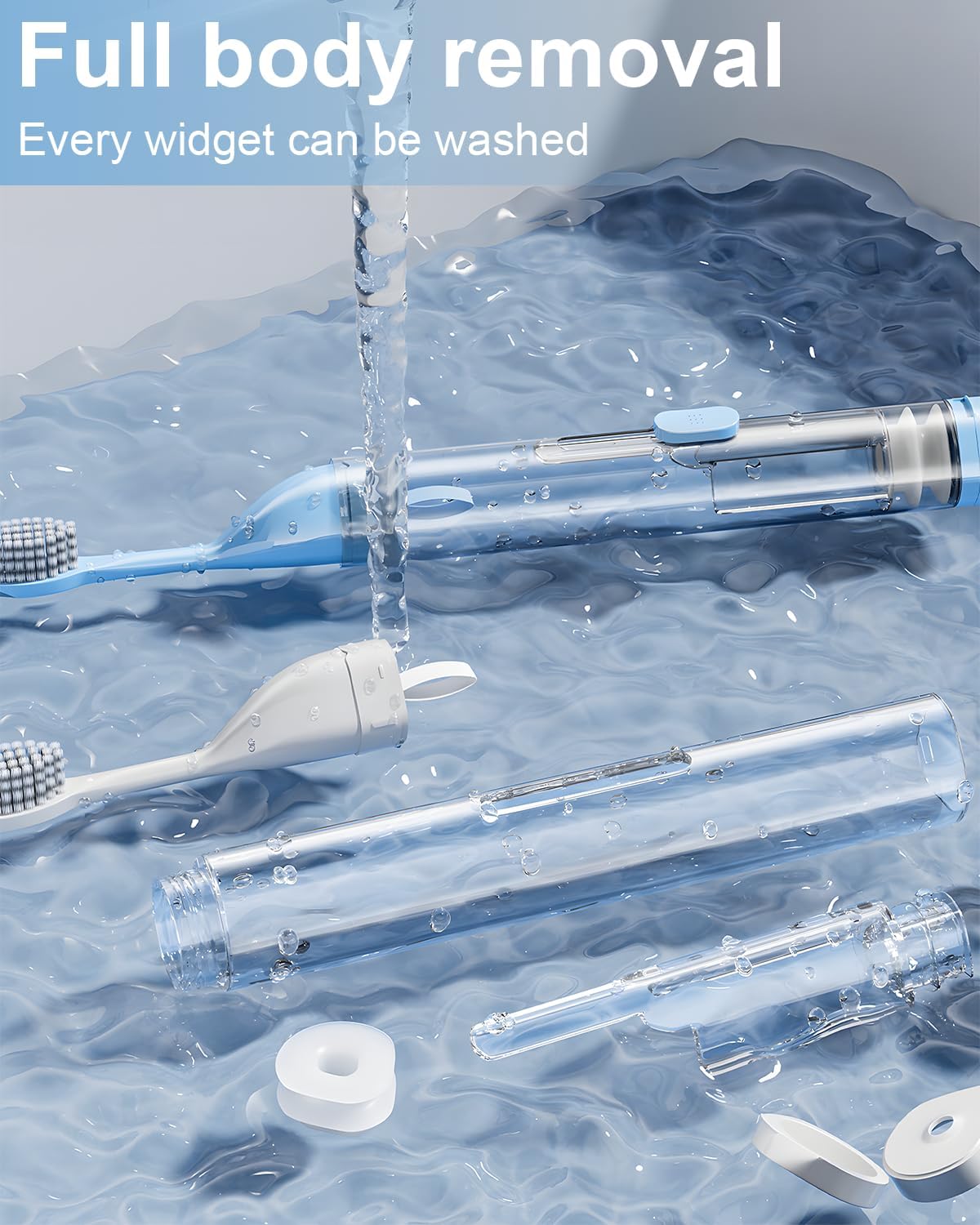 2 Pcs Travel Toothbrush Kit Fold Built-in Toothbrushes Set, Soft Bristles for Travel Camping School Business Trip (Blue, White)