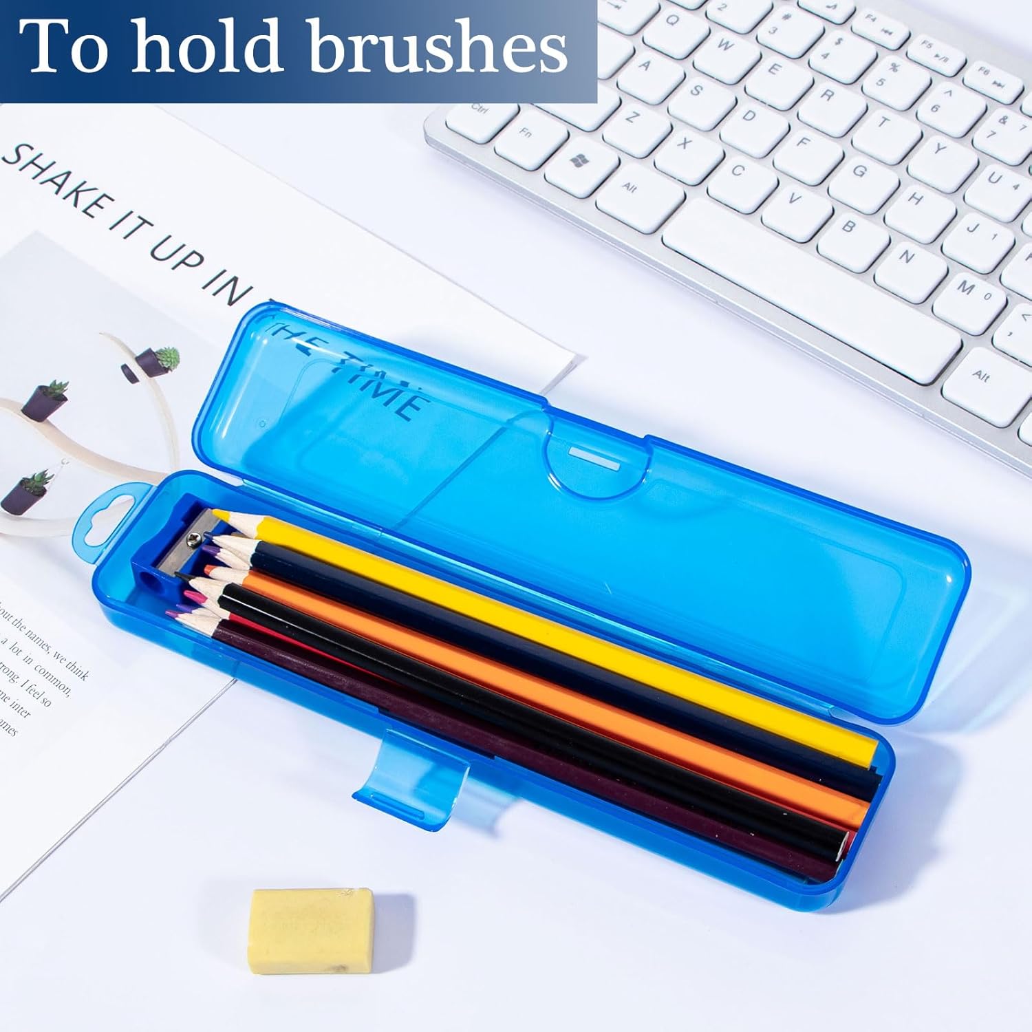 Toothbrush Travel Case 2 Pack, Clear Dark Blue Toothbrush Case HolderTravel Size Plastic Toothbrush Holder Toothpaste Storage Container Portable for Traveling, 7.87 x 1.85 x 1.18”