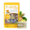 Pure Ginger Tea Samplers with Celastrus Hindsii - 10 Count, Mini Tea Bags, Bamboo Tong Included, Re-Steep Herbal Tea Blend, Corn Based Bags, No Sugar Added, Natural Ginger Tea