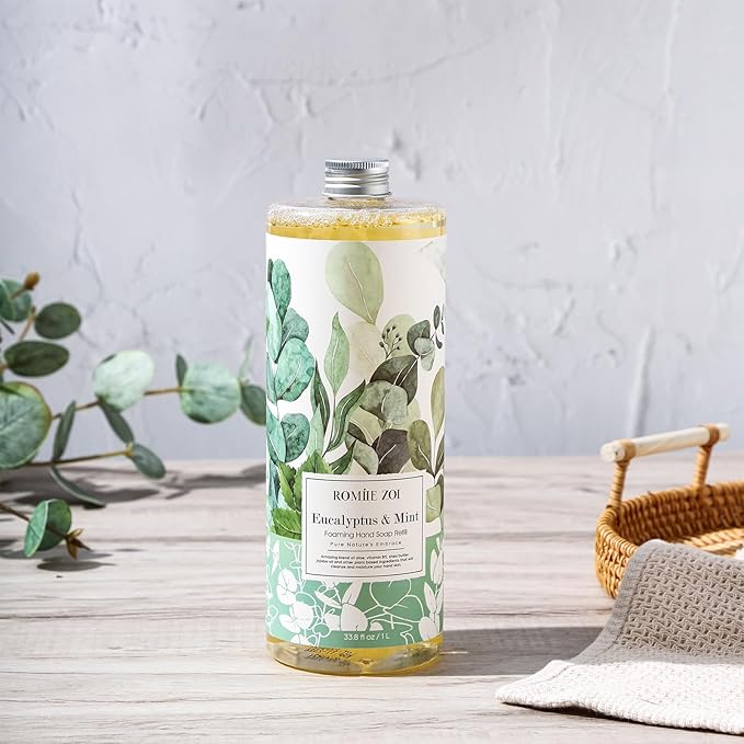ROMIIE ZOI Foaming Hand Soap Refill, Eucalyptus & Mint, Gentle & Moisturizing Formula, 1 L/ 33.8 FL OZ