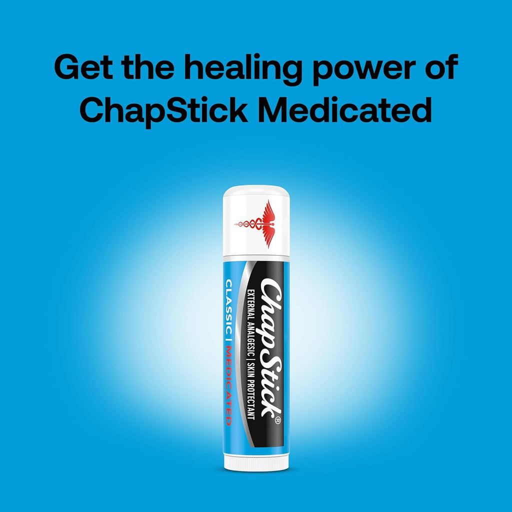ChapStick Classic Medicated 3-Packs (12 Sets/36 Tubes) – Bulk Lip Balm, Dry Lips & Cold Sore Pain Relief Bundle, 0.15 Oz Ea