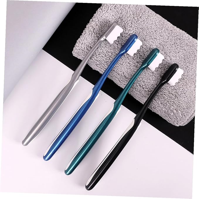 TOYANDONA 4pcs Adult Soft Bristle Toothbrushes Large Head Ergonomic Handle Nano Fur Design for Sensitive Teeth and Daily Oral Care Random Colors Random Color