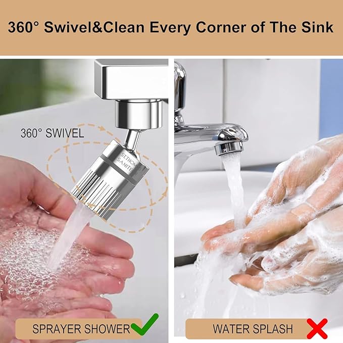 2PC ST.THOMAS Swivel Faucet Aerator,2-function Faucet Nozzle,360° Big Angle Rotate kitchen faucet head replacement,Faucet Extender for Kitchen 55/64 inch Female Thread,Kitchen Sink Aerator