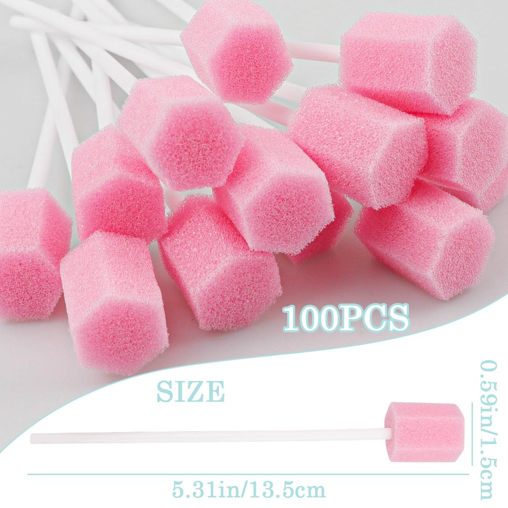 100Pcs Oral Swabs Mouth Cleaning Sponge Sticks Sterile Dental Swabs Disposable Foam Sticks Tooth Care for Adults Children