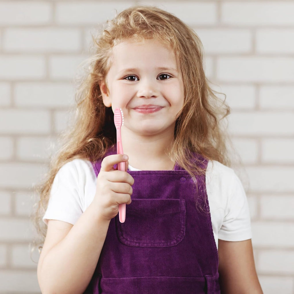 Tessco 1000 Pcs Disposable Toothbrushes Bulk Individually Wrapped Manual Soft Bristle Travel Toothbrushes Single Use Toothbrush for Homeless Hotel Toiletries Camping Office(Pink)