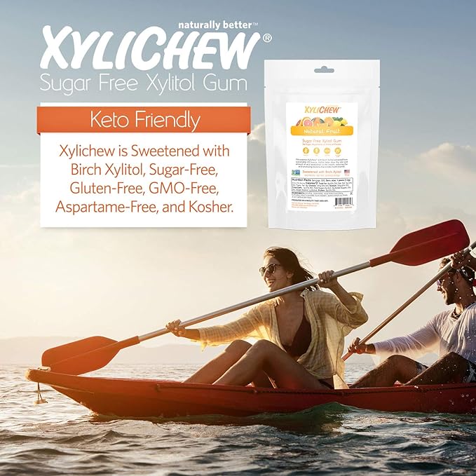 Xylichew 100% Xylitol Chewing Gum - Non GMO, Non Aspartame, Gluten Free, and Sugar Free Gum - Natural Oral Care, Relieves Bad Breath and Dry Mouth - Fruit, 500 Count
