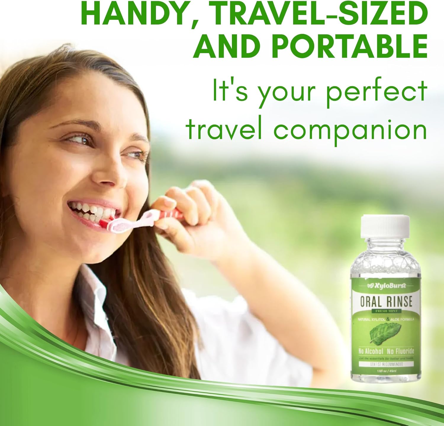 Xyloburst Oral Rinse Mouthwash - Natural Xylitol Mouthwash | Fluoride Free Mouth Wash | Alcohol Free | Fresh Mint Mouth Rinse | SLS Free | Travel 10-Pack