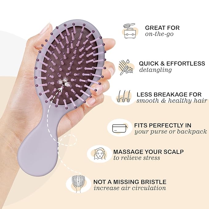 10Pcs Mini Hair Brush, Travel Detangling Brush for Girls Boys Kids Women Men, Pocket Small Hairbrush for Thick Curly Thin Long Short Wet or Dry Hair No Tangle