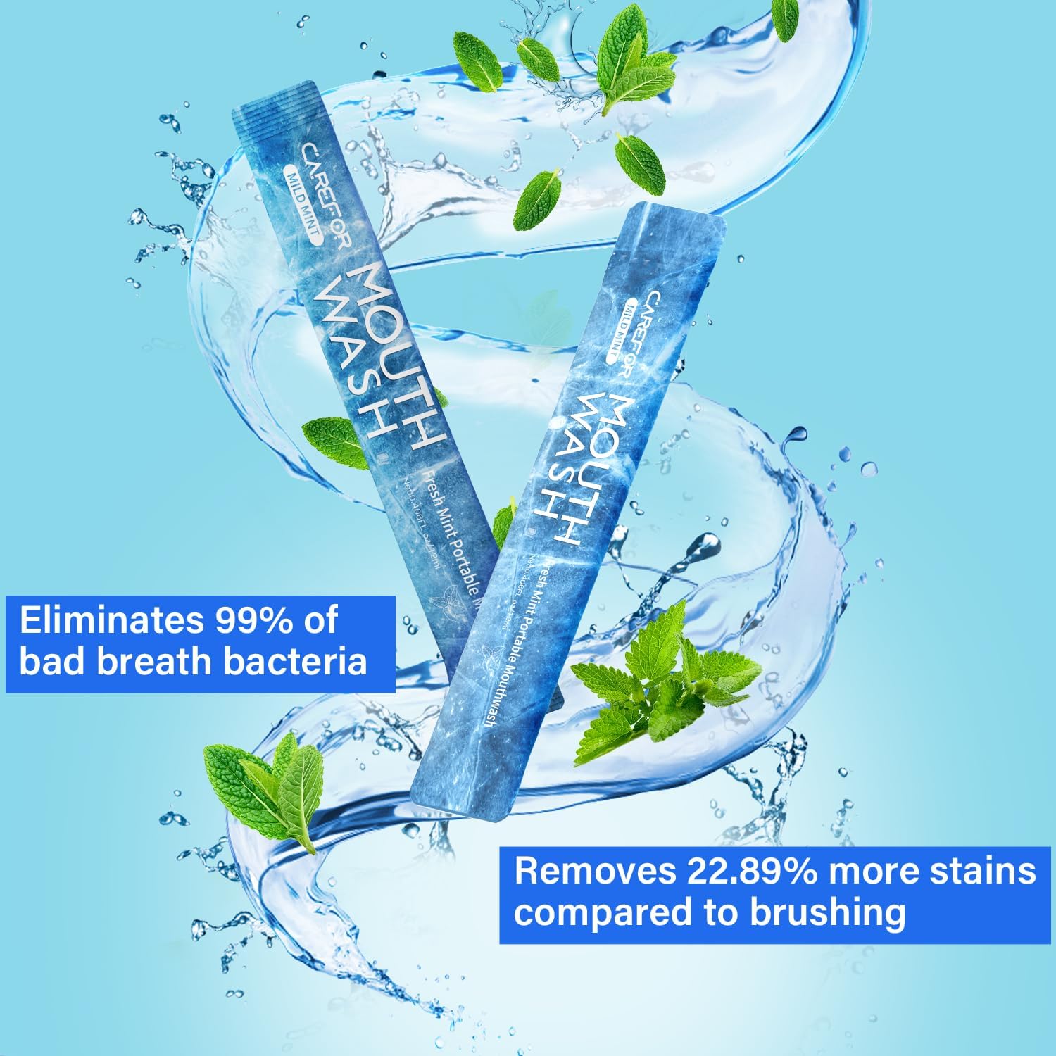 Mouthwash Travel Size, Portable Fresh Breath Mouthwash, Alcohol-Free, ICY Mint Flavor, Mini Pack – to Go for On-The-Go Freshness, Bulk Packets 0.41 Fl Oz (Pack of 30)